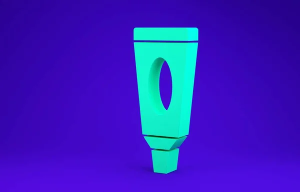 Creme verde ou loção ícone tubo cosmético isolado no fundo azul. Produtos de cuidados com o corpo para homens. 3D ilustração 3D render — Fotografia de Stock