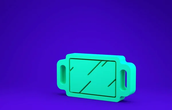 Icono de espejo Mano Verde aislado sobre fondo azul. 3D ilustración 3D render — Foto de Stock