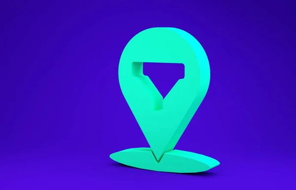 Green Location з іконою продажу ізольованою на синьому тлі. Інфографічний шаблон. 3D-рендеринг — стокове фото