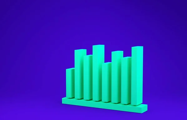 Icono de infografía gráfico de Green Pie aislado sobre fondo azul. Signo de diagrama gráfico. 3D ilustración 3D render — Foto de Stock