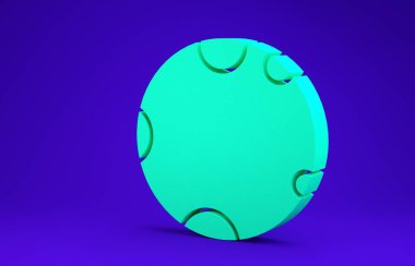 Mavi arkaplanda yeşil ay simgesi izole edildi. 3d illüstrasyon 3B canlandırma