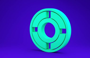 Mavi arkaplanda yeşil kül tablası simgesi izole edildi. Minimalizm kavramı. 3d illüstrasyon 3B canlandırma