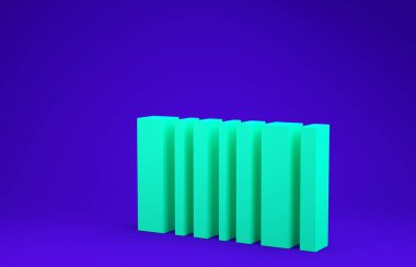 Mavi arkaplanda yeşil barkod simgesi izole edildi. Minimalizm kavramı. 3d illüstrasyon 3d canlandırma