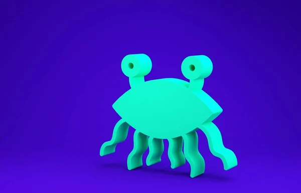 Ícone Pastafarianism verde isolado no fundo azul. 3D ilustração 3D render — Fotografia de Stock