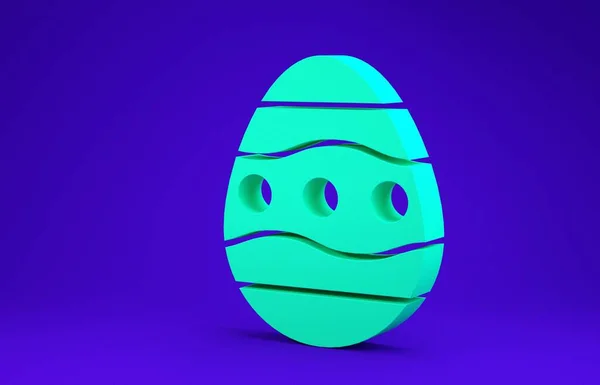 Icono de huevo de Pascua verde aislado sobre fondo azul. Feliz Pascua. 3D ilustración 3D render — Foto de Stock