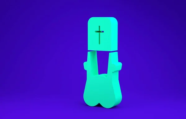 Icono del Sacerdote Verde aislado sobre fondo azul. 3D ilustración 3D render —  Fotos de Stock