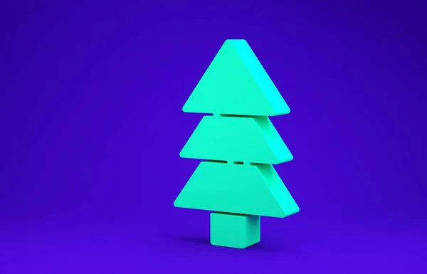 Піктограма зеленого дерева ізольована на синьому фоні. Лісовий символ. 3D ілюстрація 3D рендеринга — стокове фото