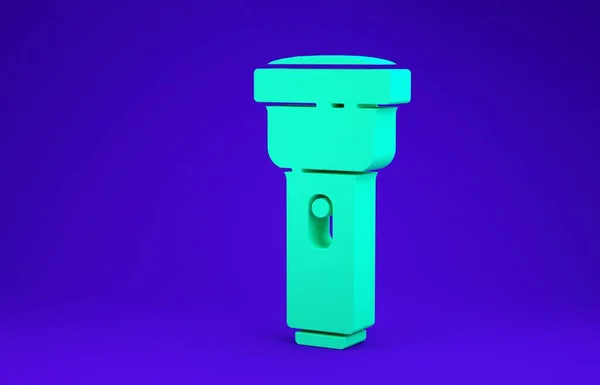 Ícone Lanterna Verde Isolado Fundo Azul Conceito Minimalismo Ilustração Render — Fotografia de Stock