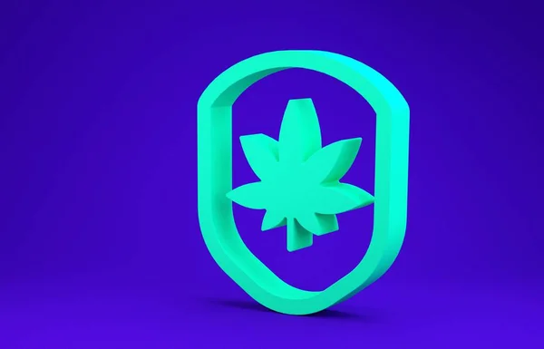Зелений Щит Маріхуана Або Ікона Листя Конопель Ізольовані Синьому Тлі — стокове фото