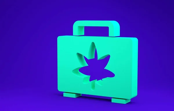 Caixa Compras Verde Maconha Medicinal Ícone Folha Cannabis Isolado Fundo — Fotografia de Stock