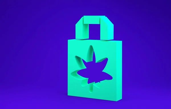 Sacchetto Carta Verde Shopping Marijuana Medica Icona Foglia Cannabis Isolato — Foto Stock
