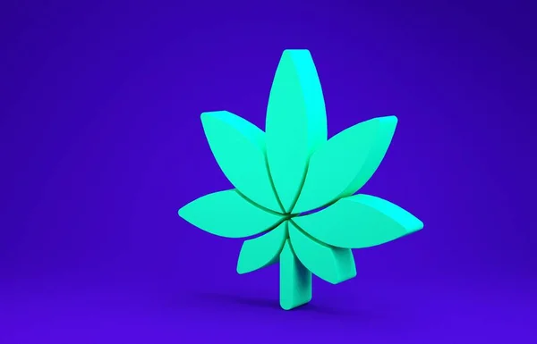 Zielona Marihuana Medyczna Lub Ikona Liści Marihuany Odizolowana Niebieskim Tle — Zdjęcie stockowe