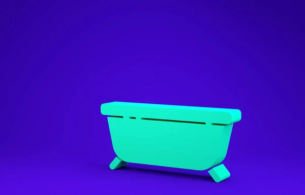 Icono Bañera Verde Aislado Sobre Fondo Azul Concepto Minimalista Ilustración — Foto de Stock