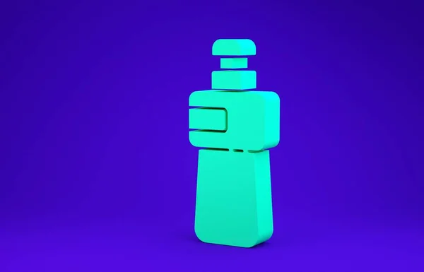 Icona Bottiglia Liquida Lavaggio Stoviglie Verde Isolato Sfondo Blu Detergente — Foto Stock