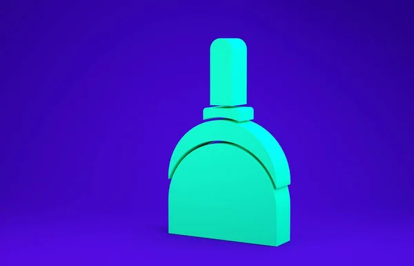 Grünes Kehrblech Symbol Isoliert Auf Blauem Hintergrund Reinigungsdienste Minimalismus Konzept — Stockfoto