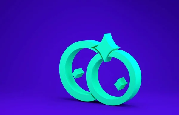 青の背景に隔離された緑の食器アイコン 食器アイコンのクリーニング 食器洗い機の看板 食器類をきれいにする 最小限の概念 3Dイラスト3Dレンダリング — ストック写真