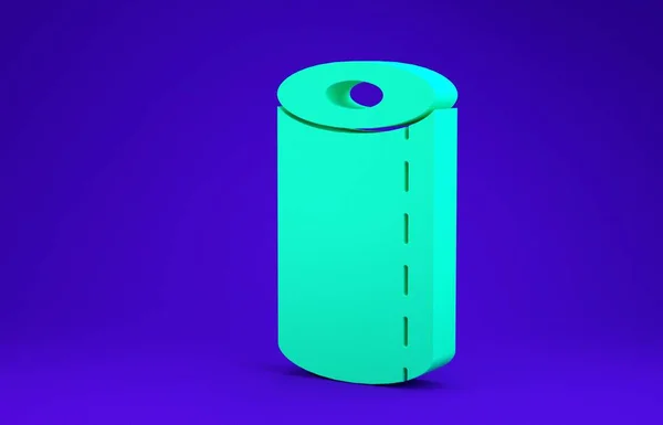 Зелений Паперовий Рулон Ізольований Синьому Фоні Концепція Мінімалізму Ілюстрація Рендеринга — стокове фото