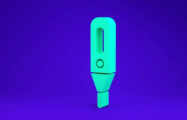 Зелений Медичний Цифровий Термометр Медичного Обстеження Ікона Ізольована Синьому Фоні — стокове фото