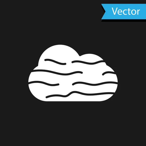 Weißer Nebel Und Wolkensymbol Isoliert Auf Schwarzem Hintergrund Vektorillustration — Stockvektor