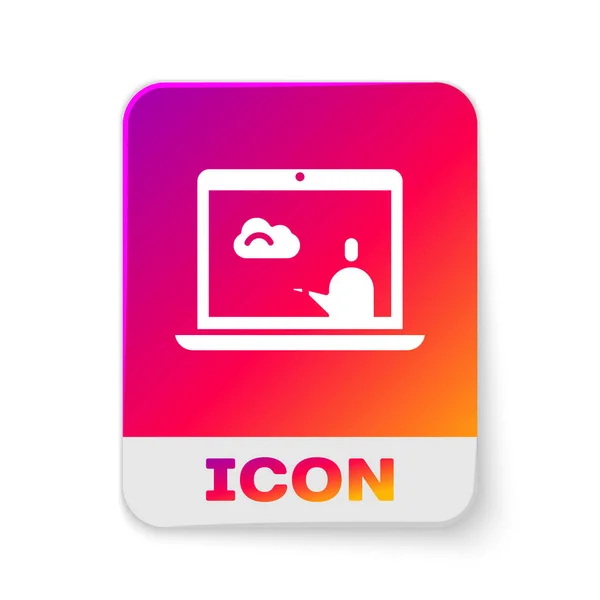 Icono Pronóstico Del Tiempo Blanco Aislado Sobre Fondo Blanco Botón — Vector de stock