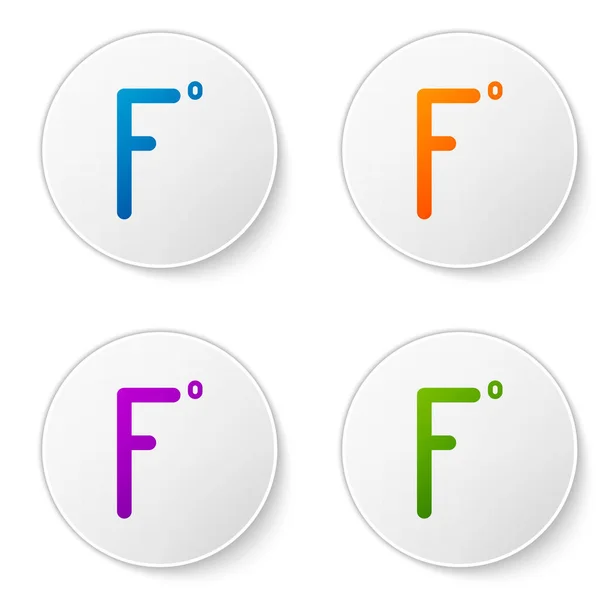 Color Fahrenheit Icon Isolated White Background Set Icons Circle Buttons — Stock Vector