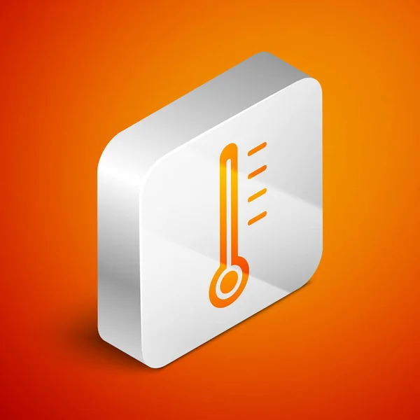 Icono Medición Del Termómetro Meteorología Isométrica Aislado Sobre Fondo Naranja — Vector de stock