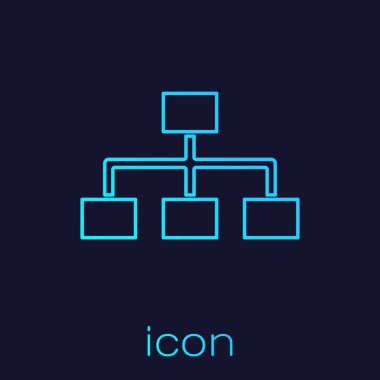 Turkuaz hat İş hiyerarşisi organogram grafiği bilgi simgesi mavi arka planda izole edildi. Kurumsal yapı elementleri. Vektör İllüstrasyonu