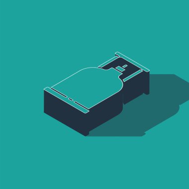 Isometric Kamp Gaz Ocağı ikonu yeşil arka planda izole edildi. Taşınabilir gaz ocağı. Yürüyüş, kamp malzemeleri. Vektör İllüstrasyonu