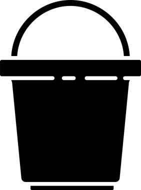 Beyaz arkaplanda siyah kova simgesi izole edildi. Temizlik hizmeti konsepti. Vektör İllüstrasyonu