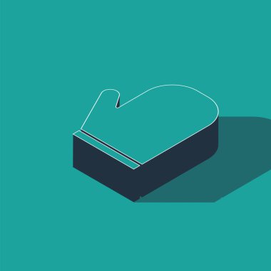 Isometric Oven eldiven ikonu yeşil arka planda izole edildi. Mutfak tutacağı işareti. Yemek eldiveni. Vektör İllüstrasyonu
