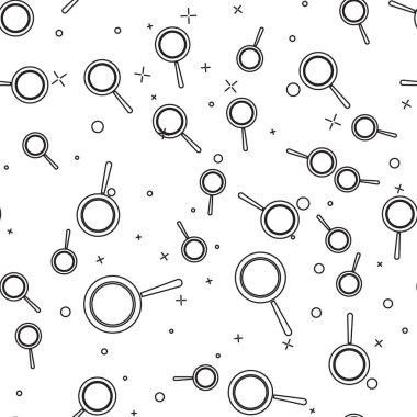 Siyah çizgi Kızartma tava simgesi beyaz arka plan üzerinde sorunsuz desen izole. Kızartma veya kızartma gıda sembolü. Vektör İllüstrasyonu