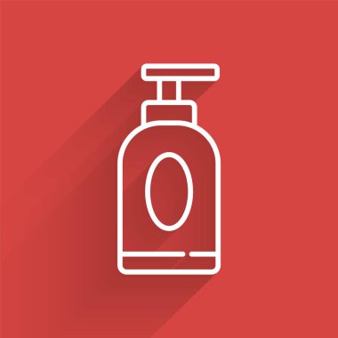 Beyaz çizgi krem ya da uzun gölgeli losyon kozmetik tüp ikonu. Erkekler için vücut bakım ürünleri. Vektör İllüstrasyonu