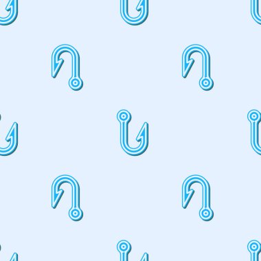 Mavi çizgili olta kancası gri arka planda izole edilmiş. Balık oltası. Vektör İllüstrasyonu