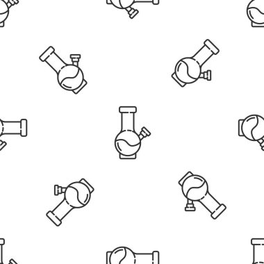 Esrar ya da kenevir ikonu içmek için gri çizgili cam bong beyaz arka planda izole edilmiş. Vektör İllüstrasyonu