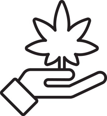 Siyah çizgi tıbbi marihuana ya da kenevir yaprağı ikonu beyaz arka planda izole edilmiş. Kenevir sembolü. Vektör İllüstrasyonu