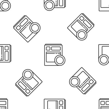 Gri çizgi Mutfak Bulaşık Makinesi ikonu beyaz arka planda izole edilmiş kusursuz desen. Vektör İllüstrasyonu