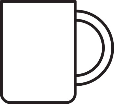 Siyah çizgi kahve fincanı simgesi beyaz arkaplanda izole edilmiş. Çay fincanı. Sıcak içecek kahvesi. Vektör İllüstrasyonu