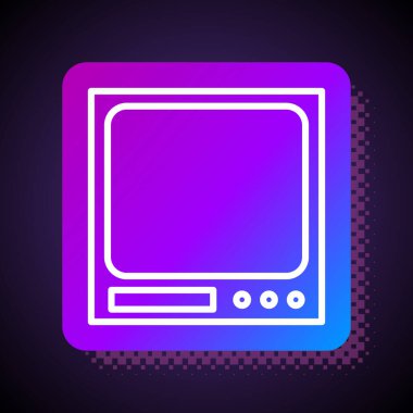 White line Electronic scales icon isolated on black background. Weight measure equipment. Square color button. Vector Illustration