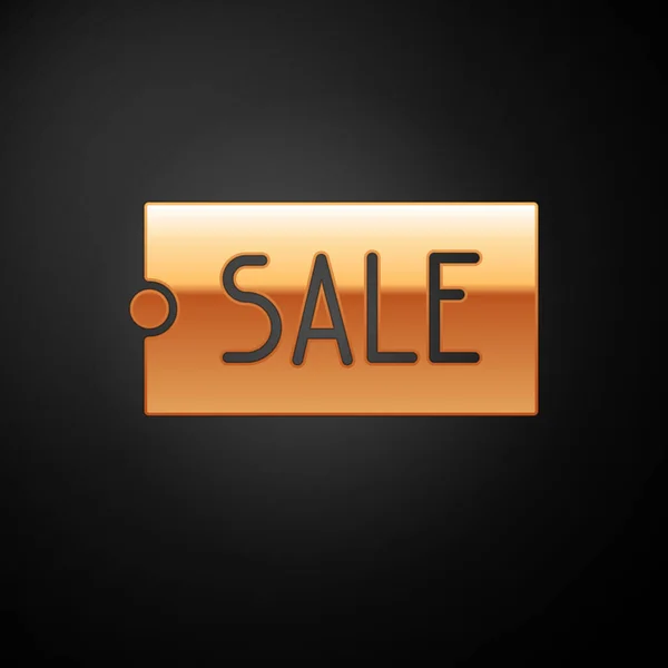 Gold Price Tag Inscription Sale Icon Isolated Black Background Badge — Stock Vector