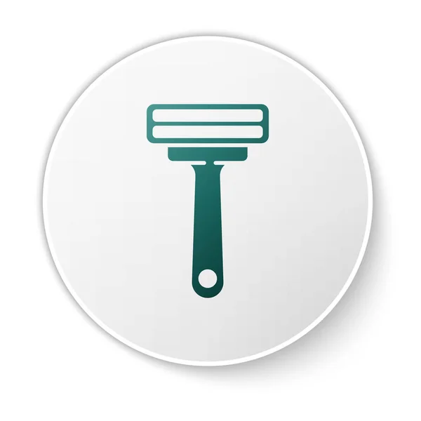 Green Rasiermesser Symbol Isoliert Auf Weißem Hintergrund Weißer Kreis Knopf — Stockvektor