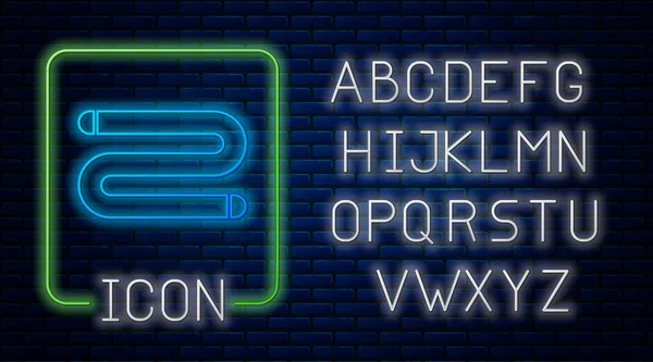 Leuchtende Neon Handtuch Symbol Isoliert Auf Backsteinwand Hintergrund Neonlicht Alphabet — Stockvektor