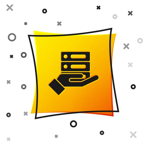 Black Server Data Web Hosting Icon Isolated White Background Yellow — Stock Vector