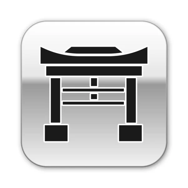 Black Japan Gate Icono Aislado Sobre Fondo Blanco Señal Puerta — Vector de stock