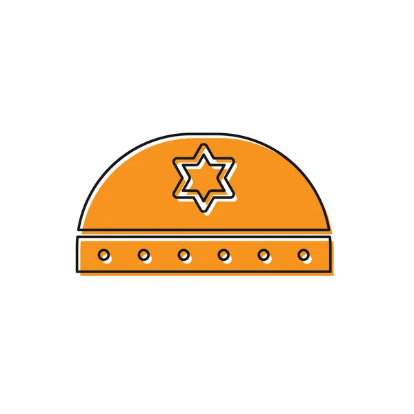 Kippa Judía Naranja Con Estrella David Icono Aislado Sobre Fondo — Vector de stock