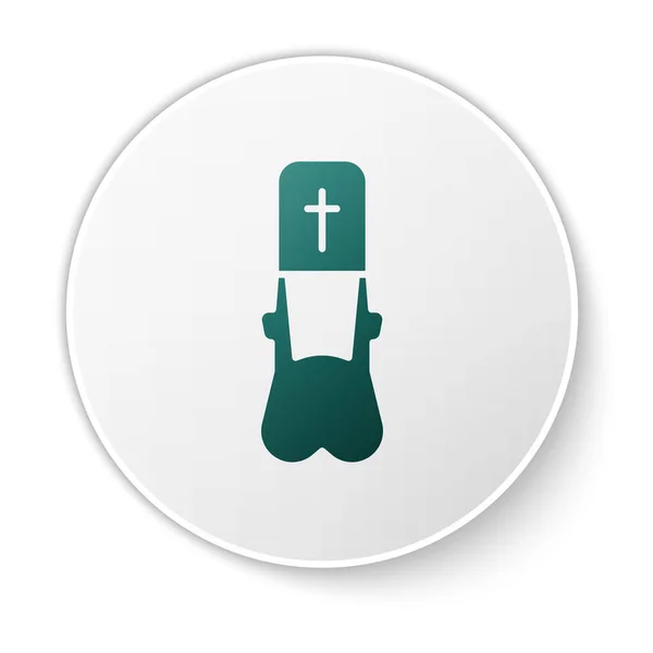 Піктограма Зеленого Священика Ізольована Білому Тлі Кнопка Білого Кола Векторна — стоковий вектор