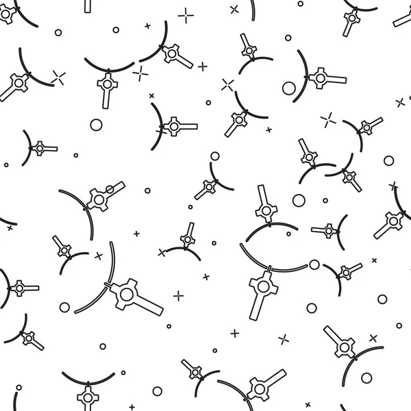 Siyah çizgi Hıristiyan simgesi üzerinde beyaz arka planda izole edilmiş, kusursuz desen. Kilise haçı. Vektör İllüstrasyonu