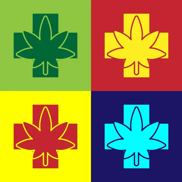 Pop Konst Medicinsk Marijuana Eller Cannabis Blad Ikon Isolerad Färg — Stock vektor