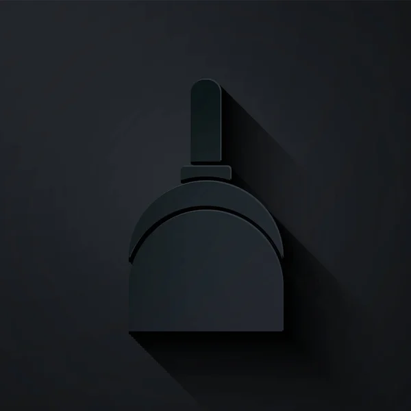 Papier Découpé Icône Dustpan Isolé Sur Fond Noir Services Nettoyage — Image vectorielle