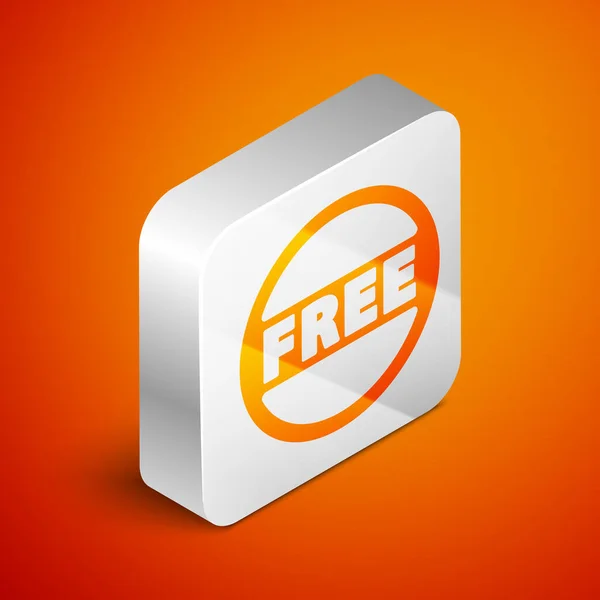 Изометрический Ценник Надписью Free Icon Isolated Orange Background Значок Цене — стоковый вектор