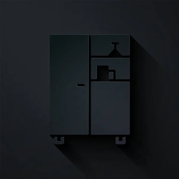 Papier Découpé Icône Cabinet Médical Isolé Sur Fond Noir Style — Image vectorielle